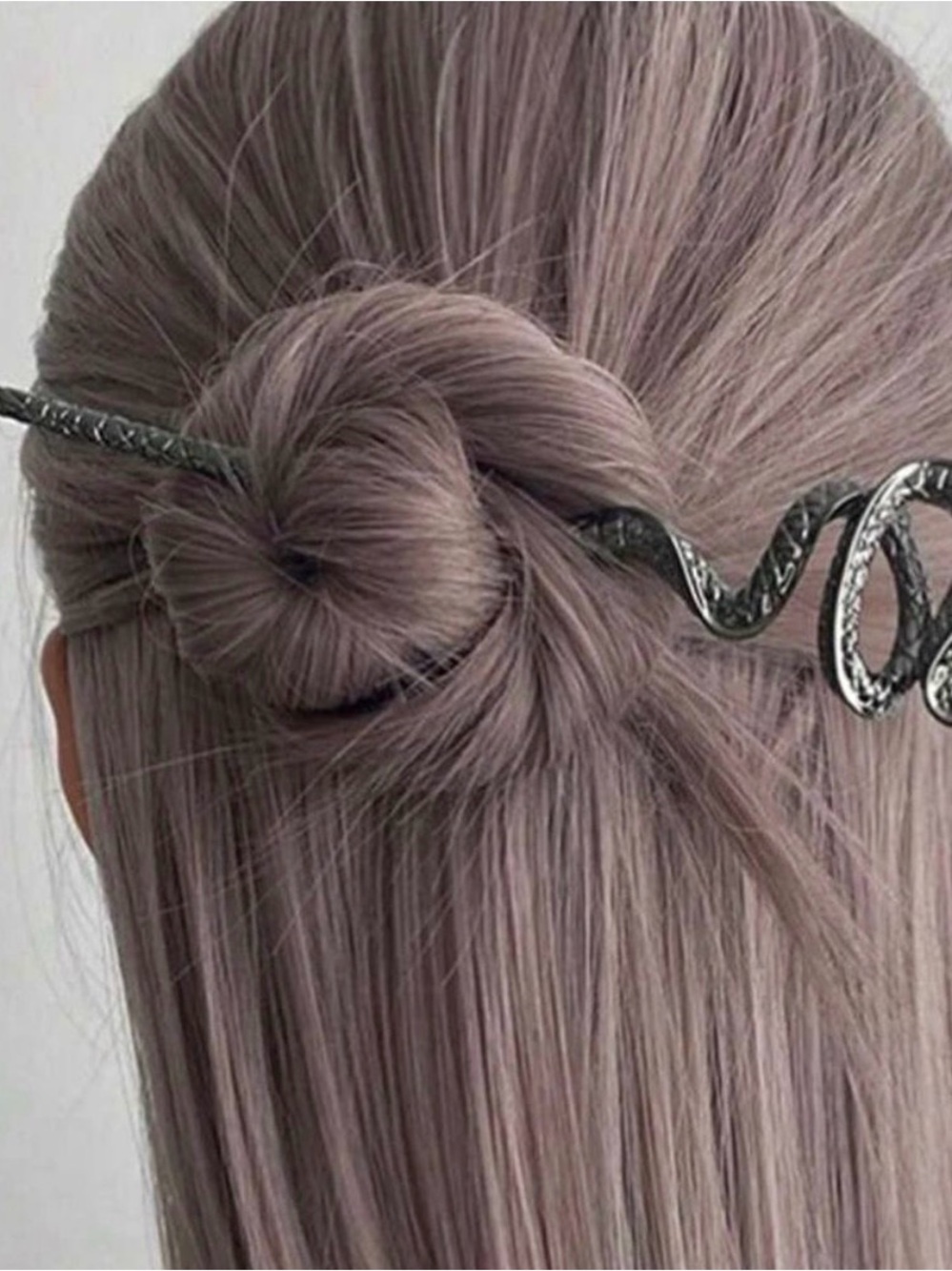 Goth Vintage inspired Snake Hair Accessory, Silver Color, Green faux Jew…